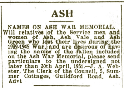 Ash War Memorial